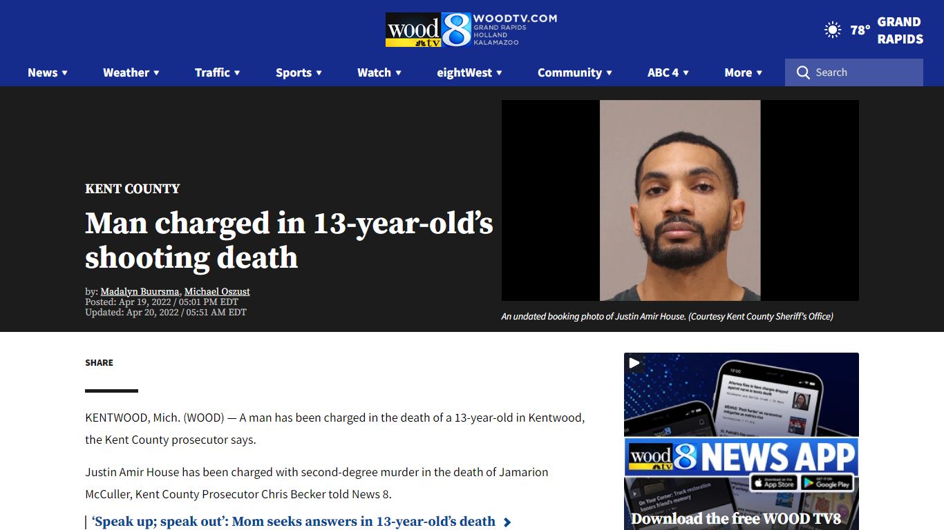 Man charged in 13-year-old’s shooting death | WOODTV.com